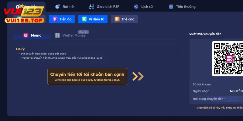 Trang chủ 11 Hướng dẫn cách thức nạp tiền Vui123 an toàn
